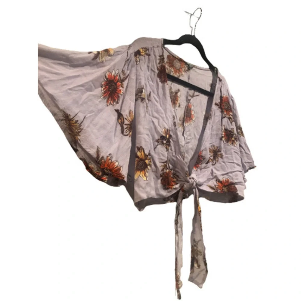 NWT XL CHARLOTTE RUSSE‎ Purple floral Beach Cover up wrap tie top